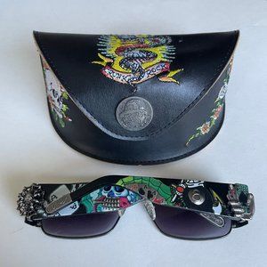 Ed Hardy Poker Sunglasses with Embroidered Case